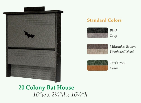 Amish Handcrafted Recycled Poly 20 Colony Bat House